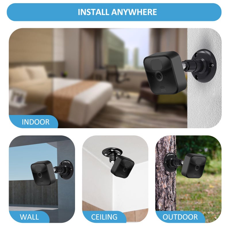 FATKITT Blink Outdoor Camera Mount, 360 Degree Adjustable Indoor/Outdoor Wall Mount Bracket for Blink Home Security System Black 3 Pack - Image 5